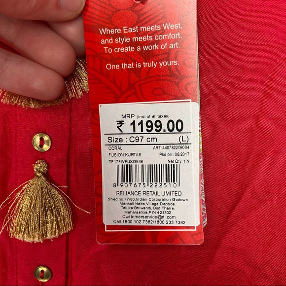 Pakistani Designer Ethnic By Outfitters Kurta Fusion Coral Pink Large Asymmetric - Picture 2 of 10